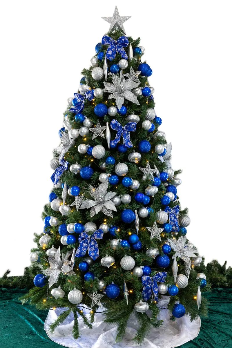 Blue and silver decorated Christmas tree