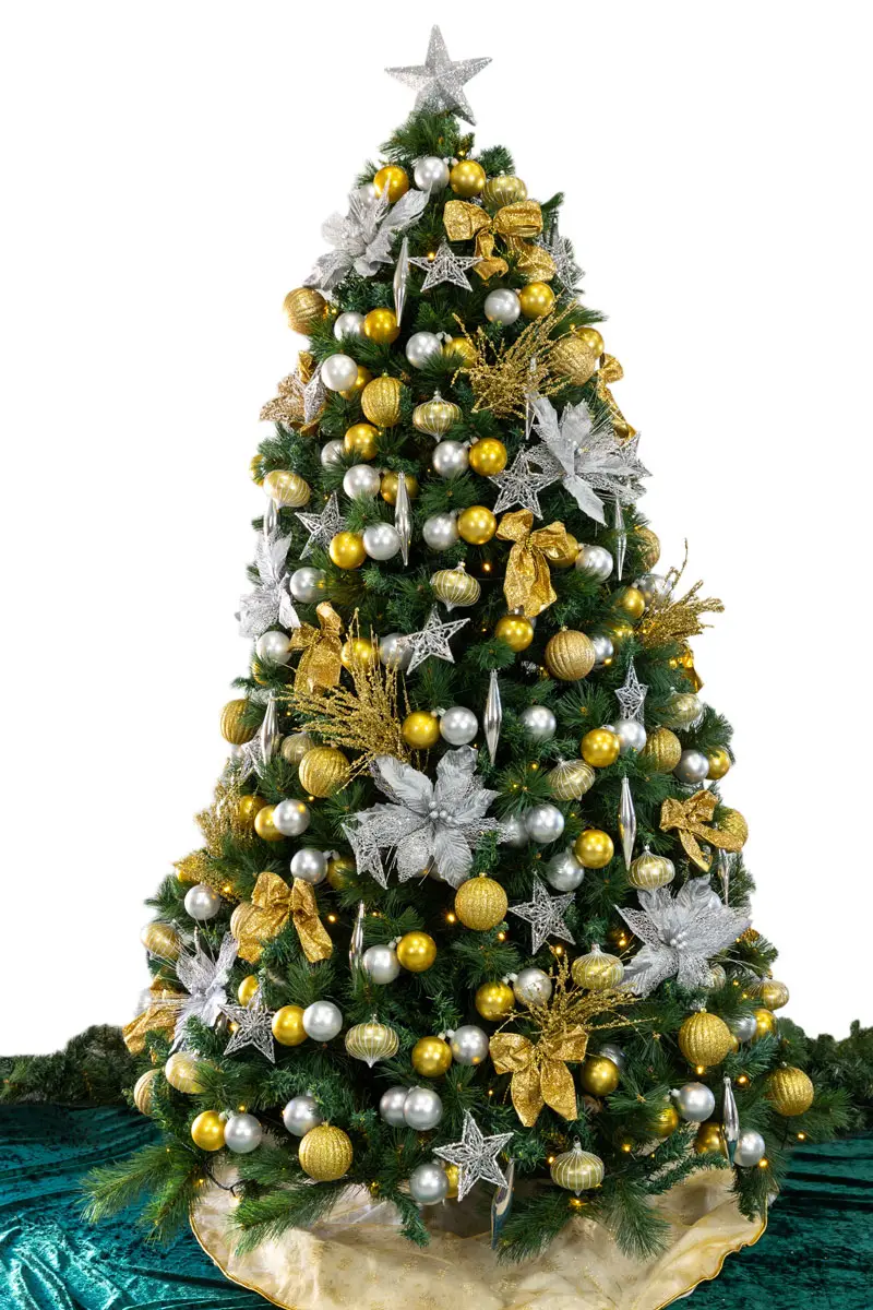 Silver and gold decorated Christmas tree